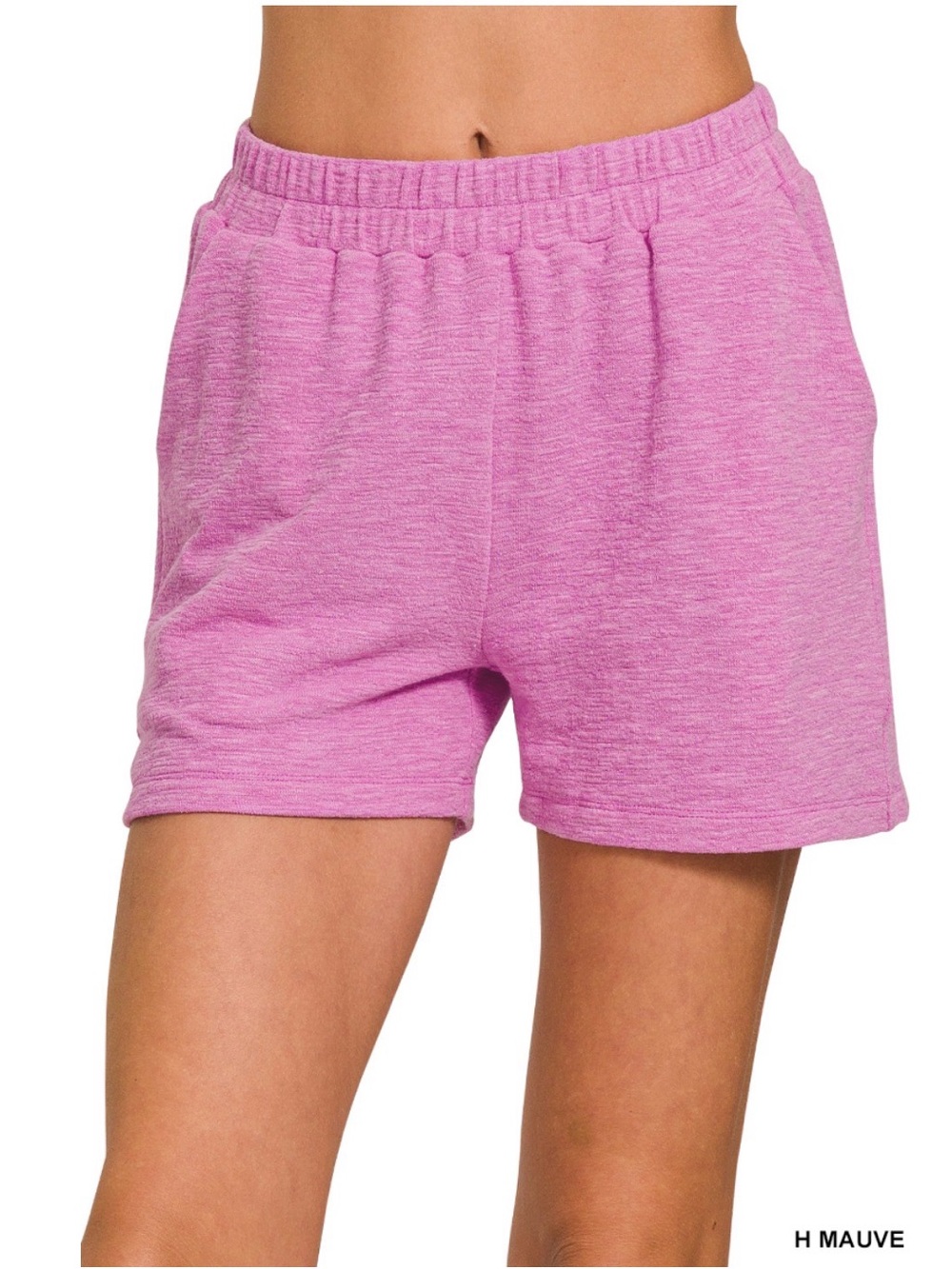 Zenana Outfitters Athletic Pull-On Shorts- mauve